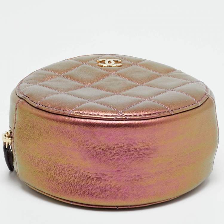 Pre Owned Chanel CC Purple Iridescent Quilted Leather Chain Clutch