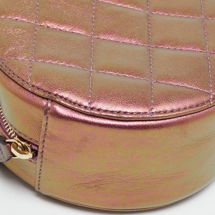 Pre Owned Chanel CC Purple Iridescent Quilted Leather Chain Clutch
