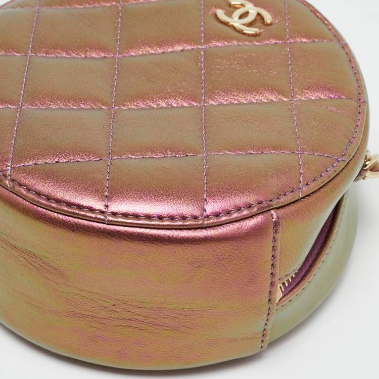 Pre Owned Chanel CC Purple Iridescent Quilted Leather Chain Clutch