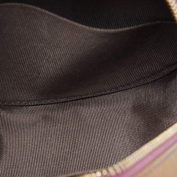 Pre Owned Chanel CC Purple Iridescent Quilted Leather Chain Clutch