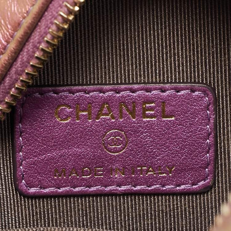 Pre Owned Chanel CC Purple Iridescent Quilted Leather Chain Clutch