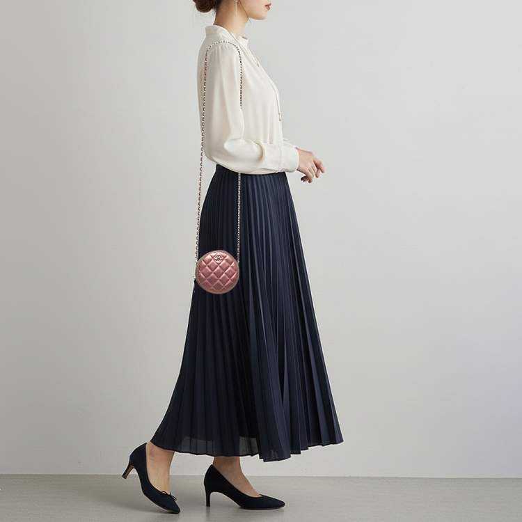 Pre Owned Chanel CC Purple Iridescent Quilted Leather Chain Clutch