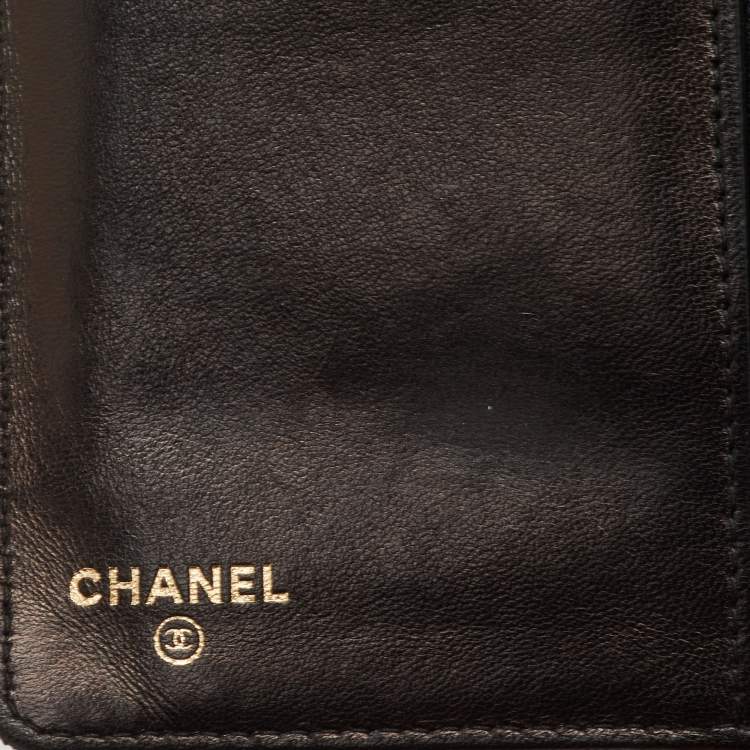 Pre Owned Chanel L Yen Black/Bronze Snakeskin Wallet