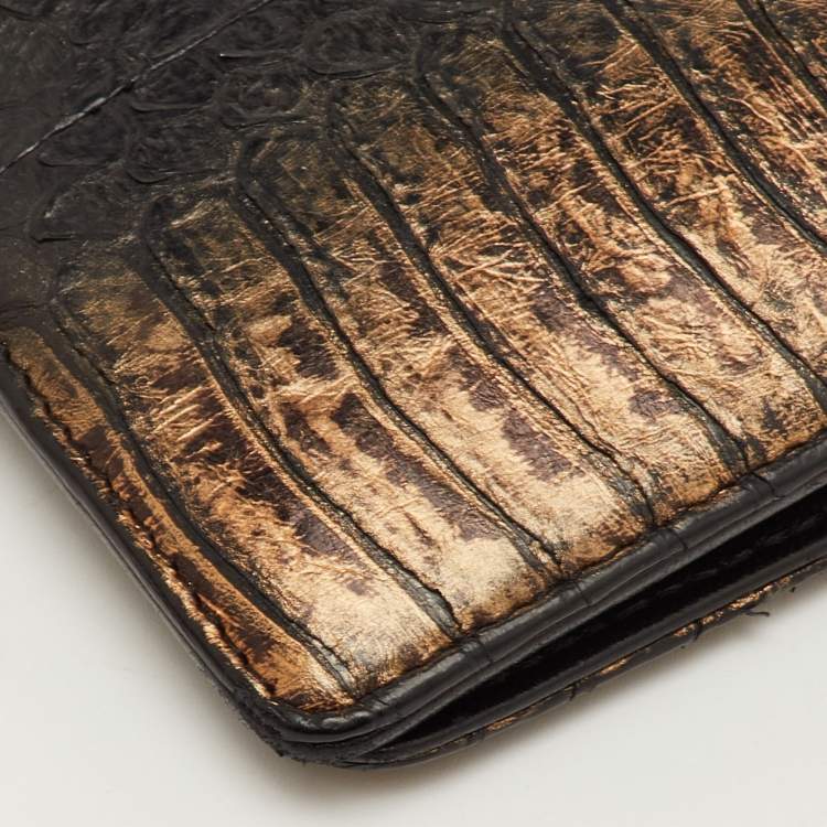 Pre Owned Chanel L Yen Black/Bronze Snakeskin Wallet