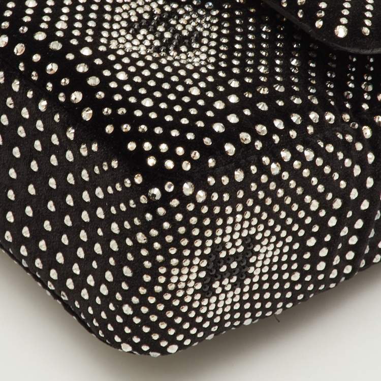 Pre Owned Chanel Strass Evening Mini Black Velvet Flap Bag