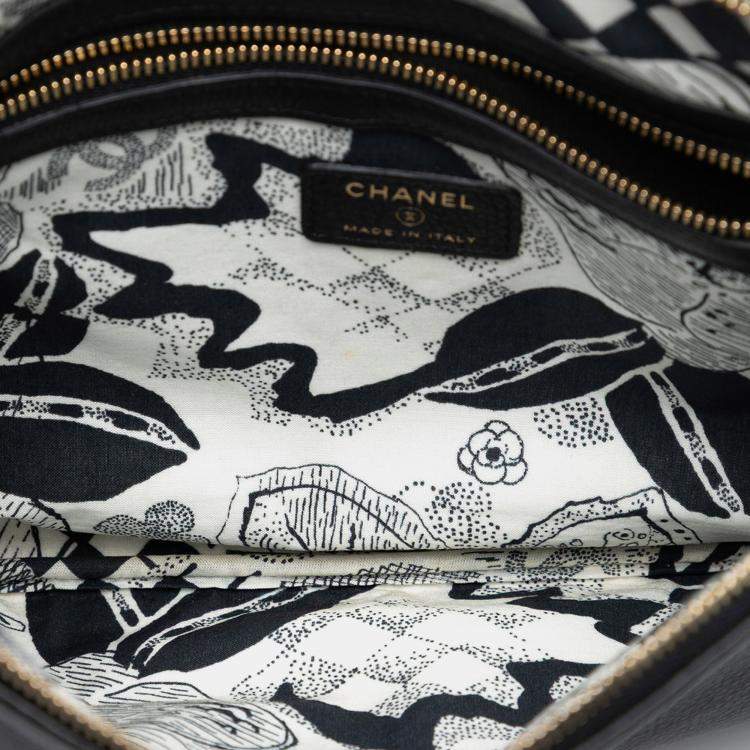 Pre Owned Chanel Black Medium Caviar Lucky Clover O Case Clutch