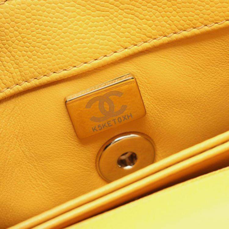 Pre Owned Chanel Coco Handle Flap Matelasse Handbag In Calfskin Leather Yellow