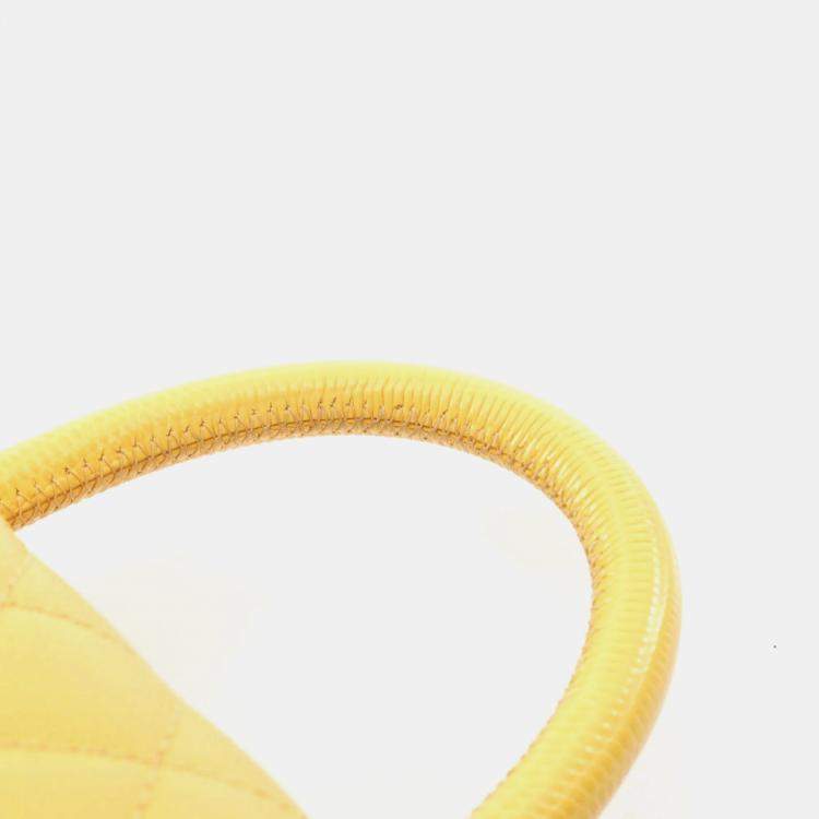 Pre Owned Chanel Coco Handle Flap Matelasse Handbag In Calfskin Leather Yellow