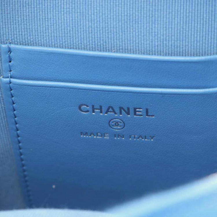 Pre Owned Chanel Matelasse Backpack Leather Grained Calfskin Blue