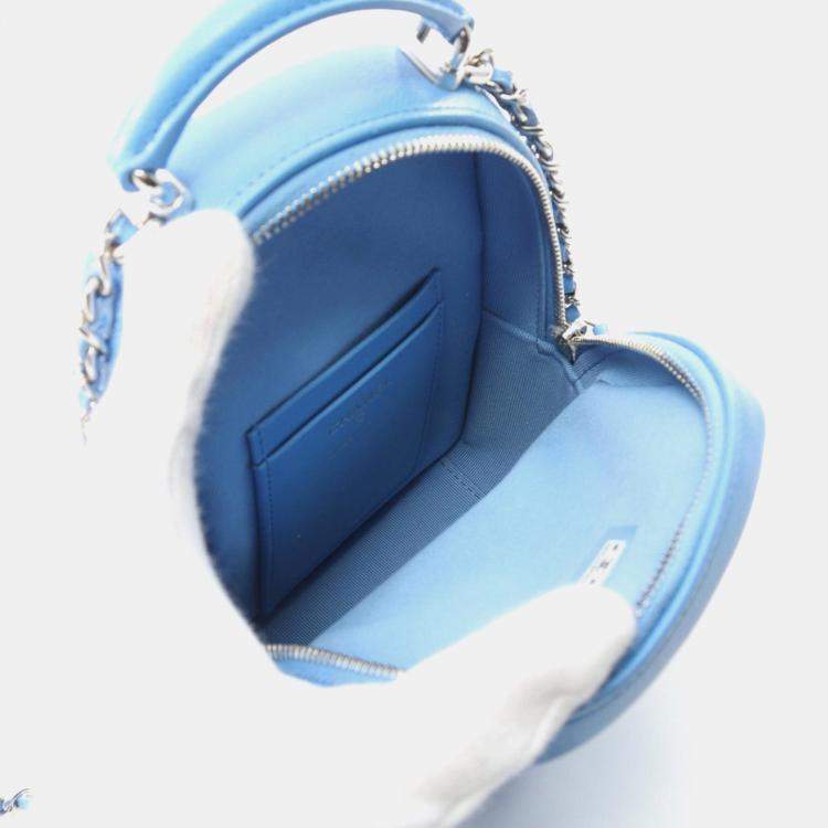 Pre Owned Chanel Matelasse Backpack Leather Grained Calfskin Blue