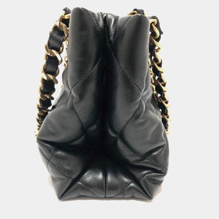 Pre Owned Chanel Coco Mark Cc Matelasse Small Shopping Bag Chain Shoulder Lambskin Black