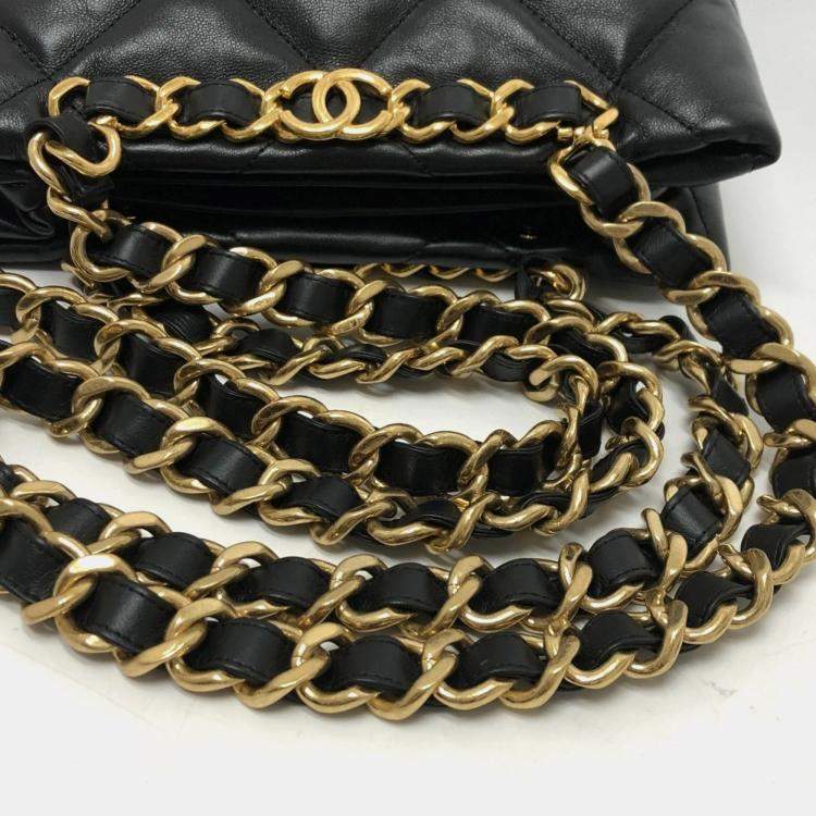 Pre Owned Chanel Coco Mark Cc Matelasse Small Shopping Bag Chain Shoulder Lambskin Black