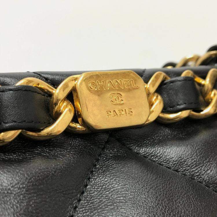 Pre Owned Chanel Coco Mark Cc Matelasse Small Shopping Bag Chain Shoulder Lambskin Black