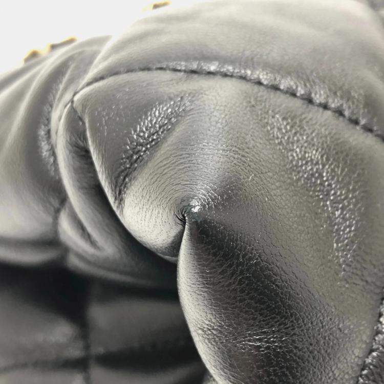 Pre Owned Chanel Coco Mark Cc Matelasse Small Shopping Bag Chain Shoulder Lambskin Black