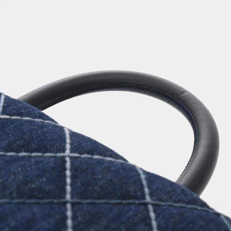 Pre Owned Chanel Matelasse Top Handle Flap Bag Xs Blue Denim Handbag