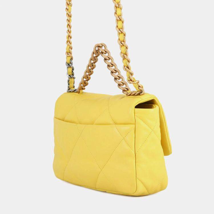 Pre Owned Chanel Chain Shoulder Bag Chanel19 Matelasse Coco Mark Flap Lambskin