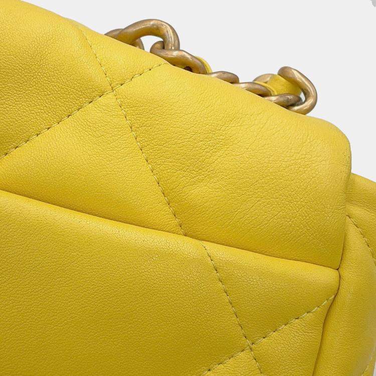 Pre Owned Chanel Chain Shoulder Bag Chanel19 Matelasse Coco Mark Flap Lambskin