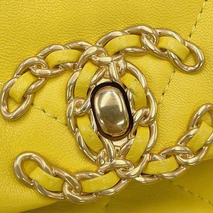 Pre Owned Chanel Chain Shoulder Bag Chanel19 Matelasse Coco Mark Flap Lambskin
