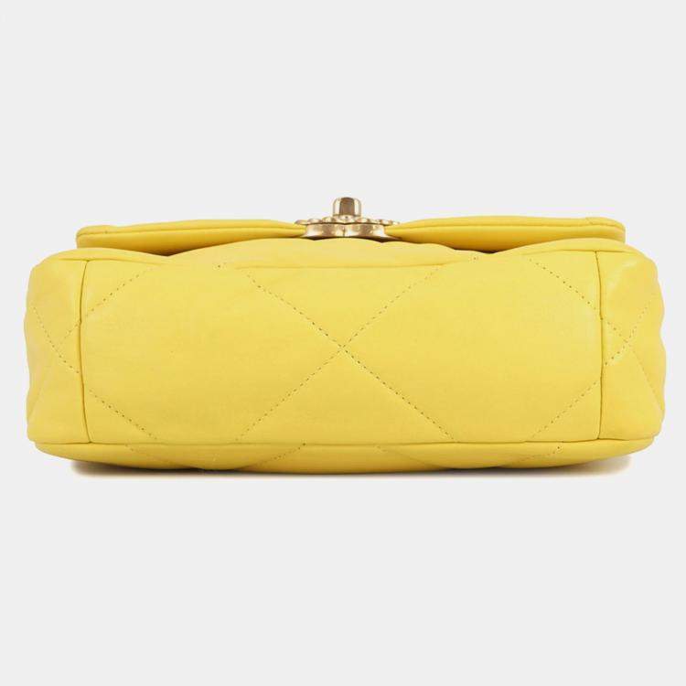 Pre Owned Chanel Chain Shoulder Bag Chanel19 Matelasse Coco Mark Flap Lambskin