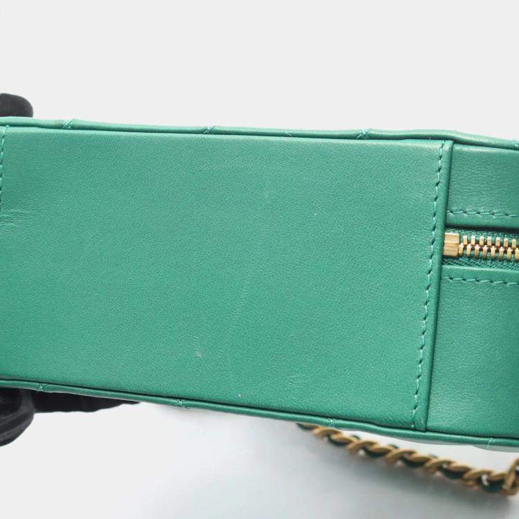 Pre Owned Chanel Matelasse Shoulder Bag Lambskin Leather Green