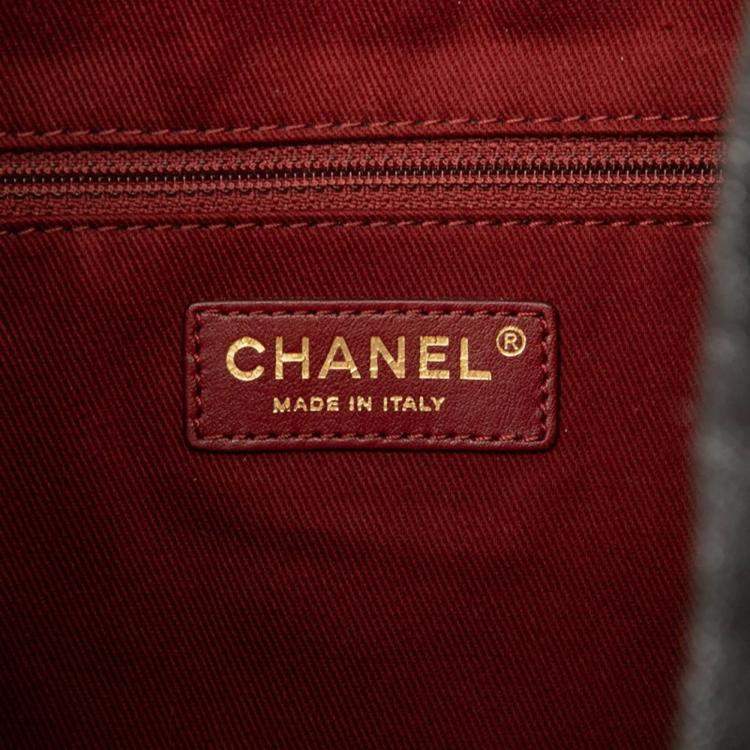 Pre Owned Chanel Coco Mark Matelasse Backpack Black Denim Leather