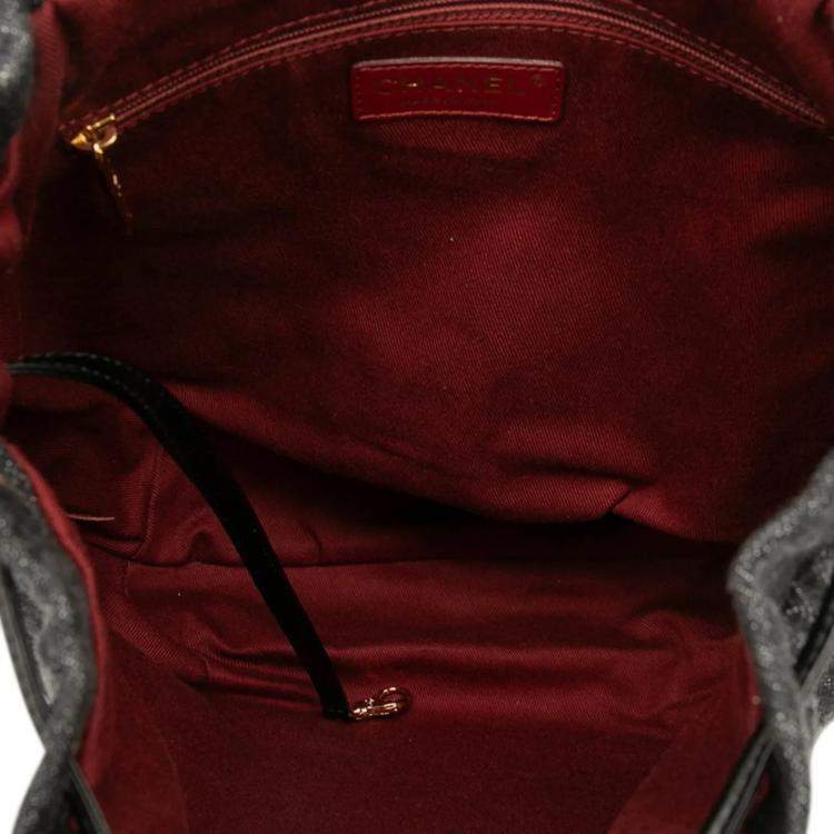 Pre Owned Chanel Coco Mark Matelasse Backpack Black Denim Leather