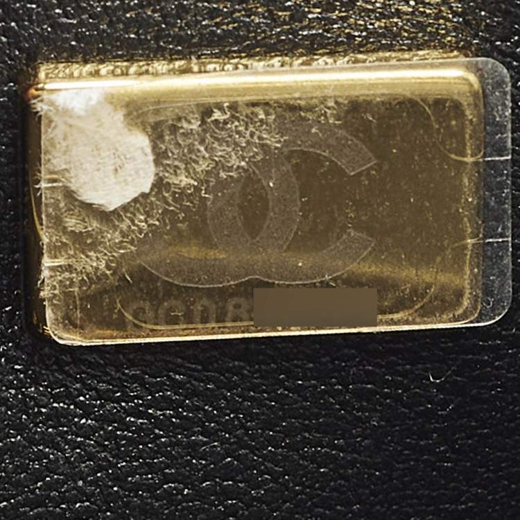 Pre Owned Chanel Square Mini Pearl Twist Black Quilted Leather Flap Bag