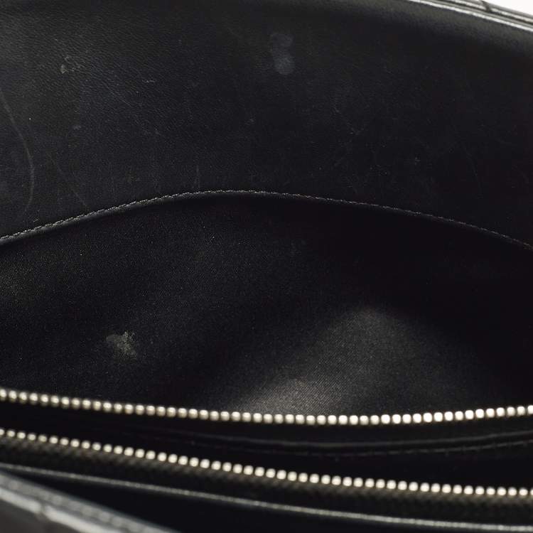 Pre Owned Chanel Cross Black Chevron Leather Shoulder Bag