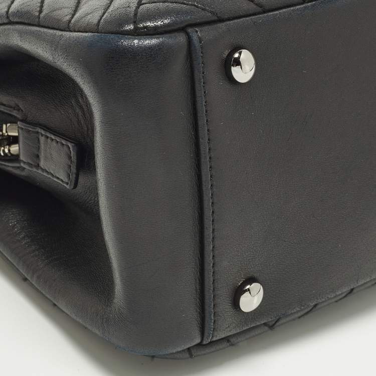 Pre Owned Chanel Cross Black Chevron Leather Shoulder Bag