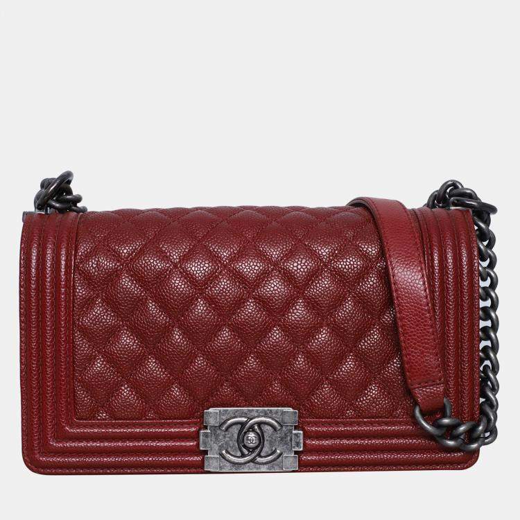 Pre Owned Chanel Caviar Old Medium Boy Bag