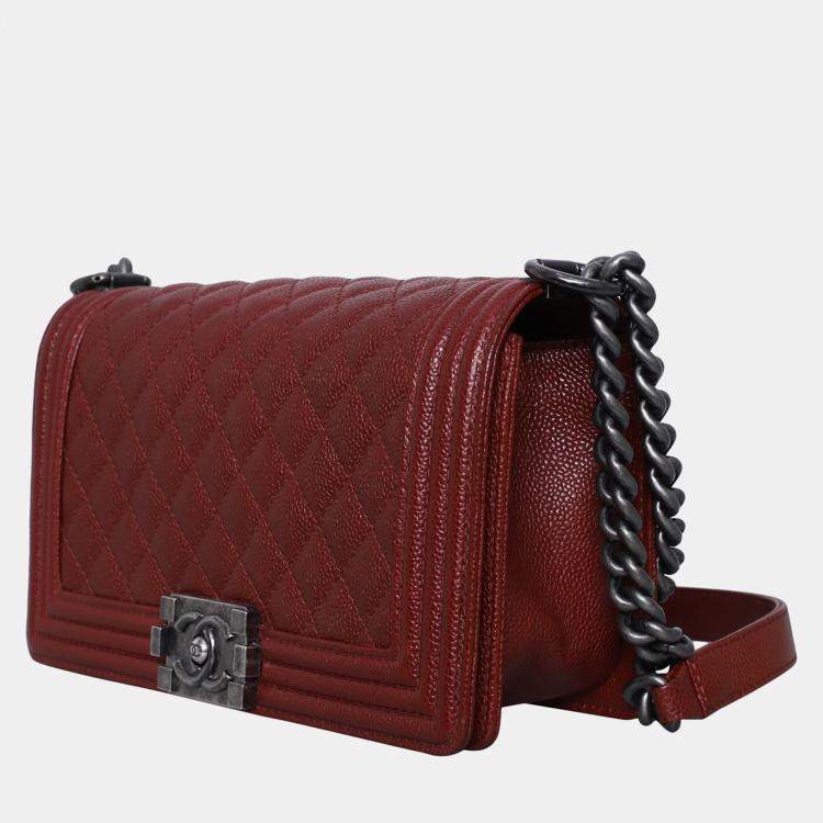 Pre Owned Chanel Caviar Old Medium Boy Bag