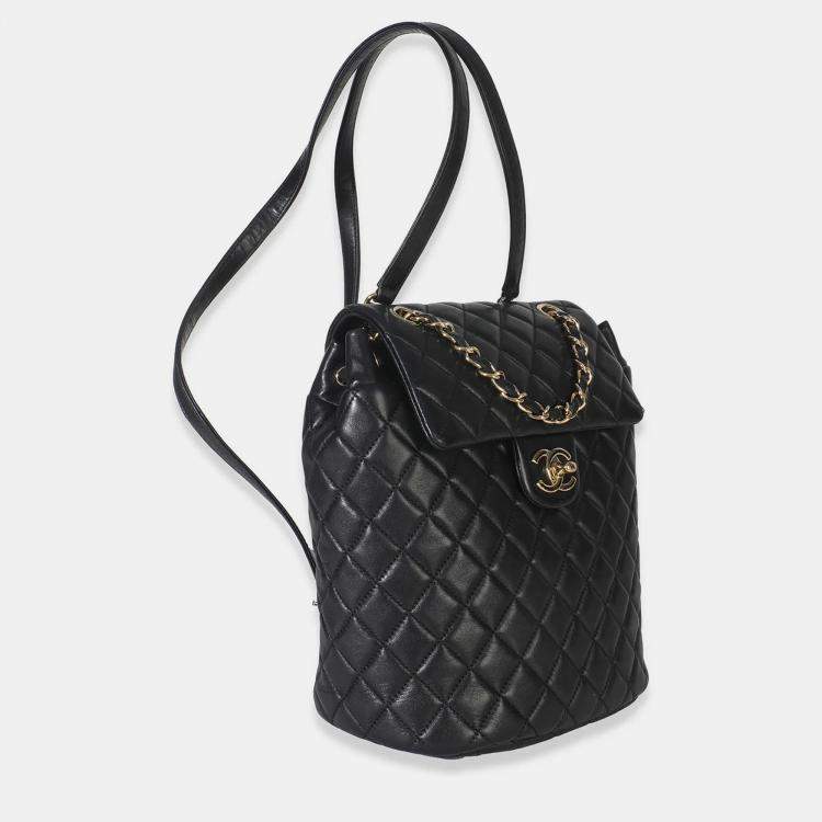 Pre Owned Chanel Black Lambskin Quilted Small Urban Spirit Backpack