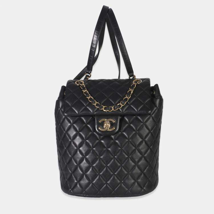 Pre Owned Chanel Black Lambskin Quilted Small Urban Spirit Backpack