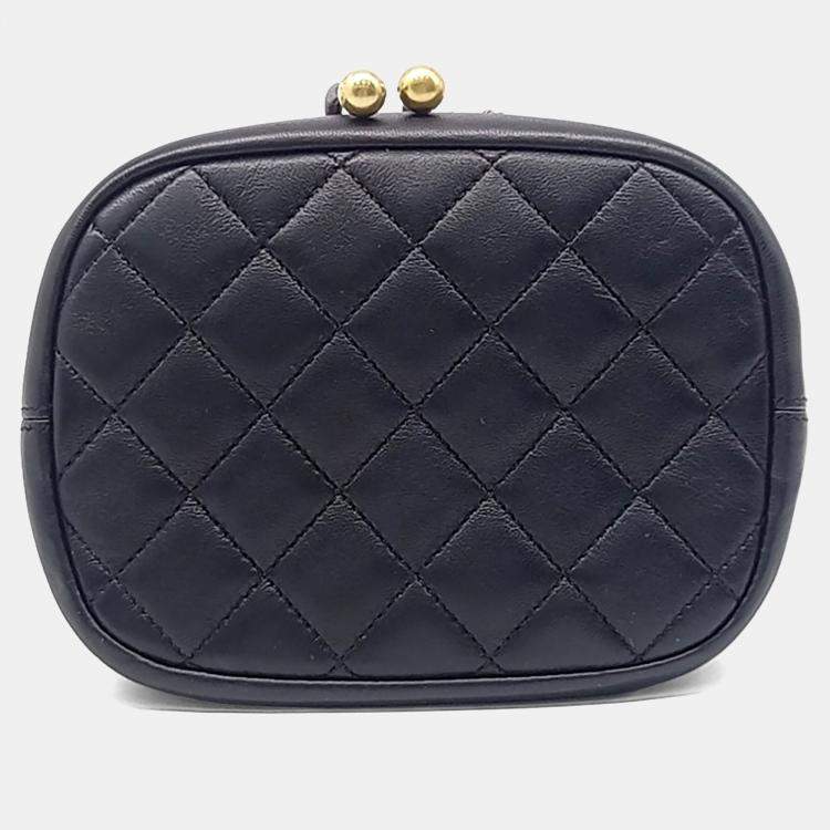 Pre Owned Chanel Black Leather mini bucket bag