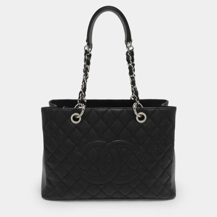 Pre Owned Chanel GST Black Caviar Leather Shopper Tote