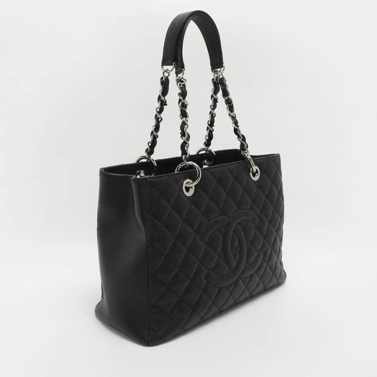 Pre Owned Chanel GST Black Caviar Leather Shopper Tote