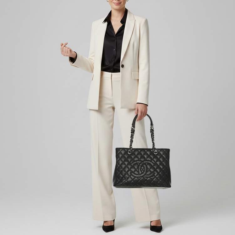 Pre Owned Chanel GST Black Caviar Leather Shopper Tote