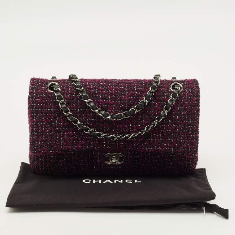Pre Owned Chanel Classic Double Flap Medium Multicolor Tweed Shoulder Bag