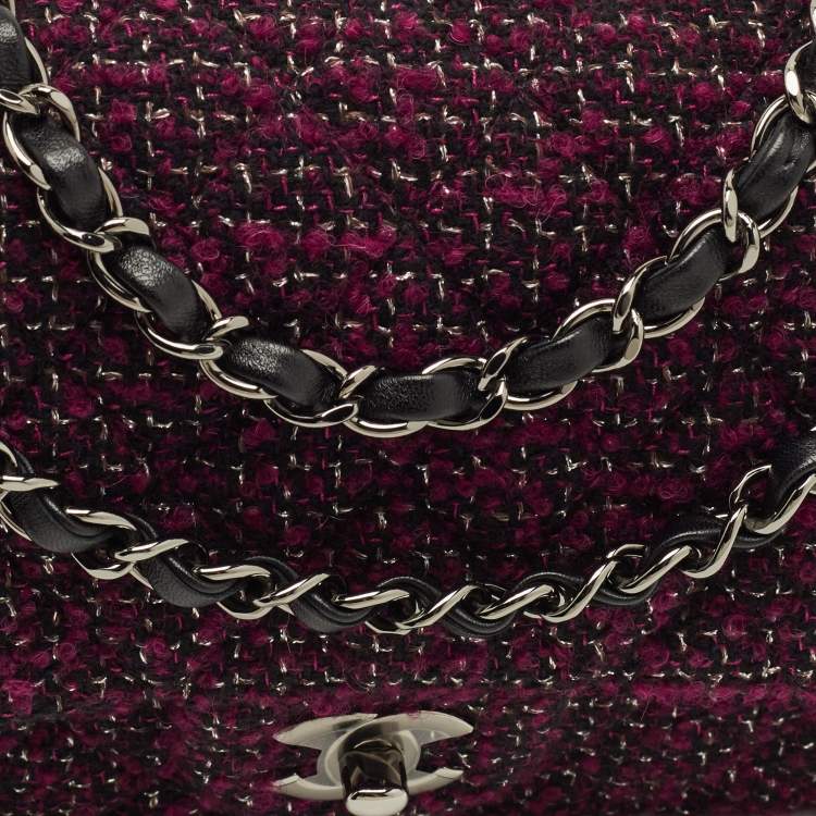 Pre Owned Chanel Classic Double Flap Medium Multicolor Tweed Shoulder Bag