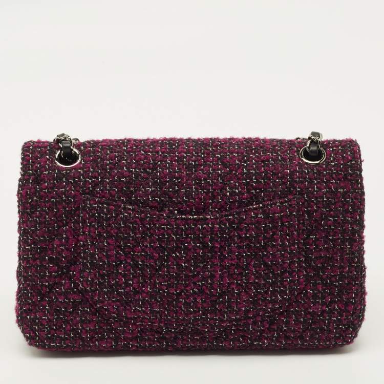 Pre Owned Chanel Classic Double Flap Medium Multicolor Tweed Shoulder Bag