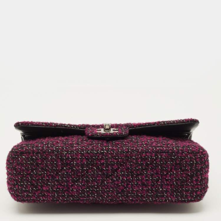 Pre Owned Chanel Classic Double Flap Medium Multicolor Tweed Shoulder Bag