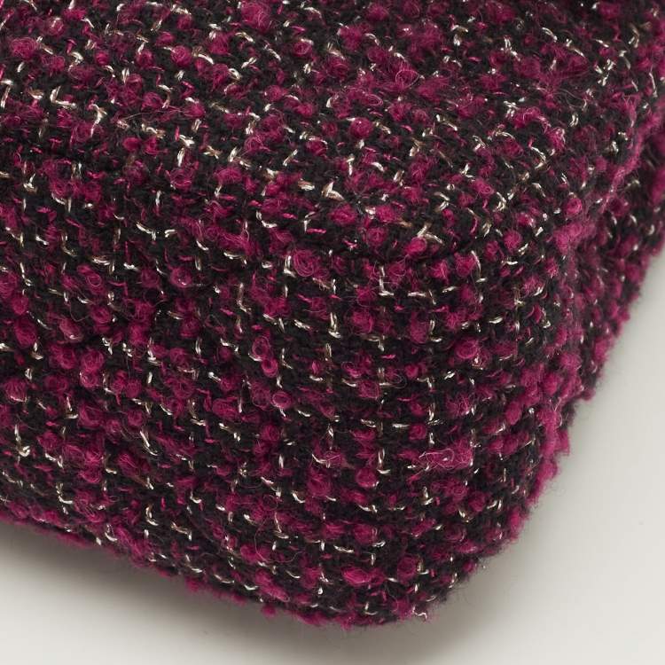 Pre Owned Chanel Classic Double Flap Medium Multicolor Tweed Shoulder Bag