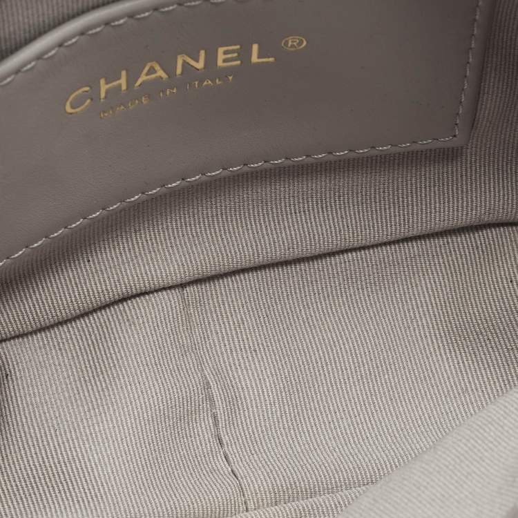 Pre Owned Chanel Mini Grey Quilted Leather Flap Bag