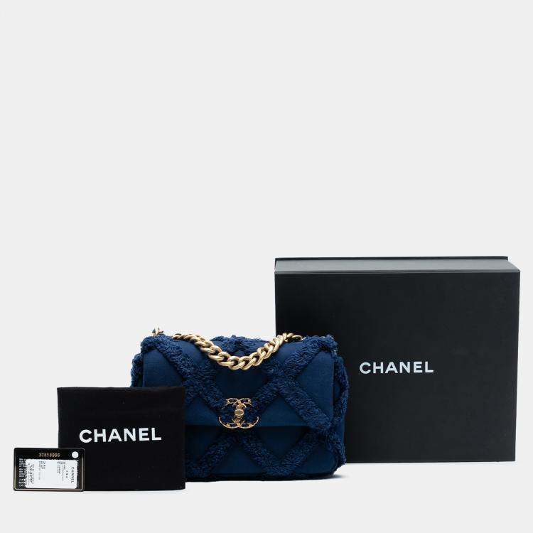 Pre Owned Chanel Blue Medium Canvas and Cotton 19 Flap