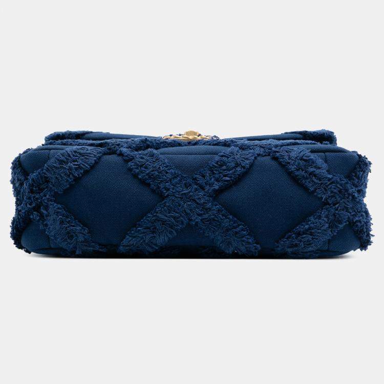 Pre Owned Chanel Blue Medium Canvas and Cotton 19 Flap