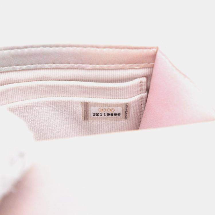 Pre Owned Chanel Pink CC Quilted Lambskin Ombre Top Handle Flap Clutch With Chain