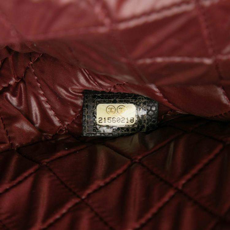 Pre Owned Chanel Black Large Quilted Caviar O Case Clutch