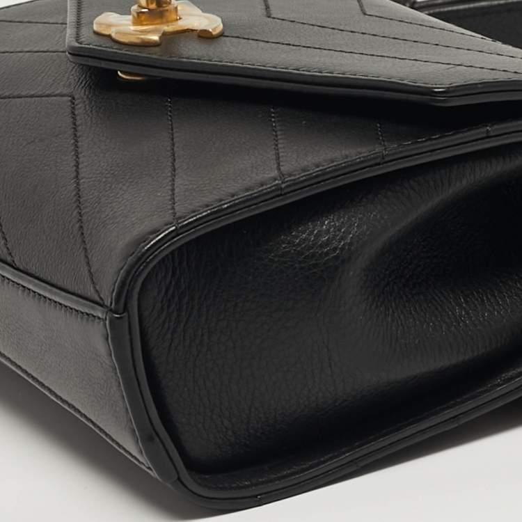 Pre Owned Chanel  Coco Black Chevron Leather Waist Belt Bag