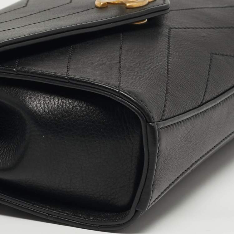 Pre Owned Chanel  Coco Black Chevron Leather Waist Belt Bag