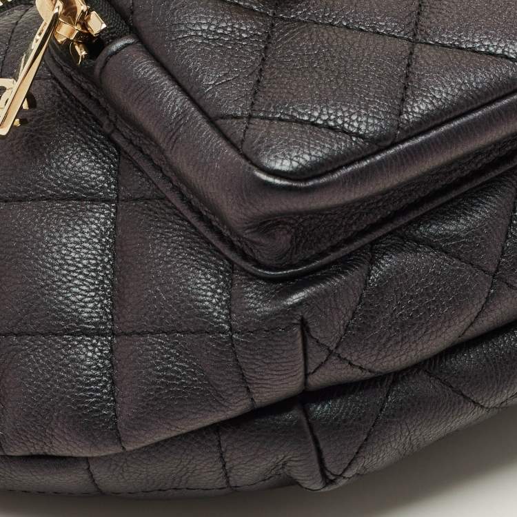 Pre Owned Chanel All About Waist Metallic Quilted Caviar Leather Belt Bag